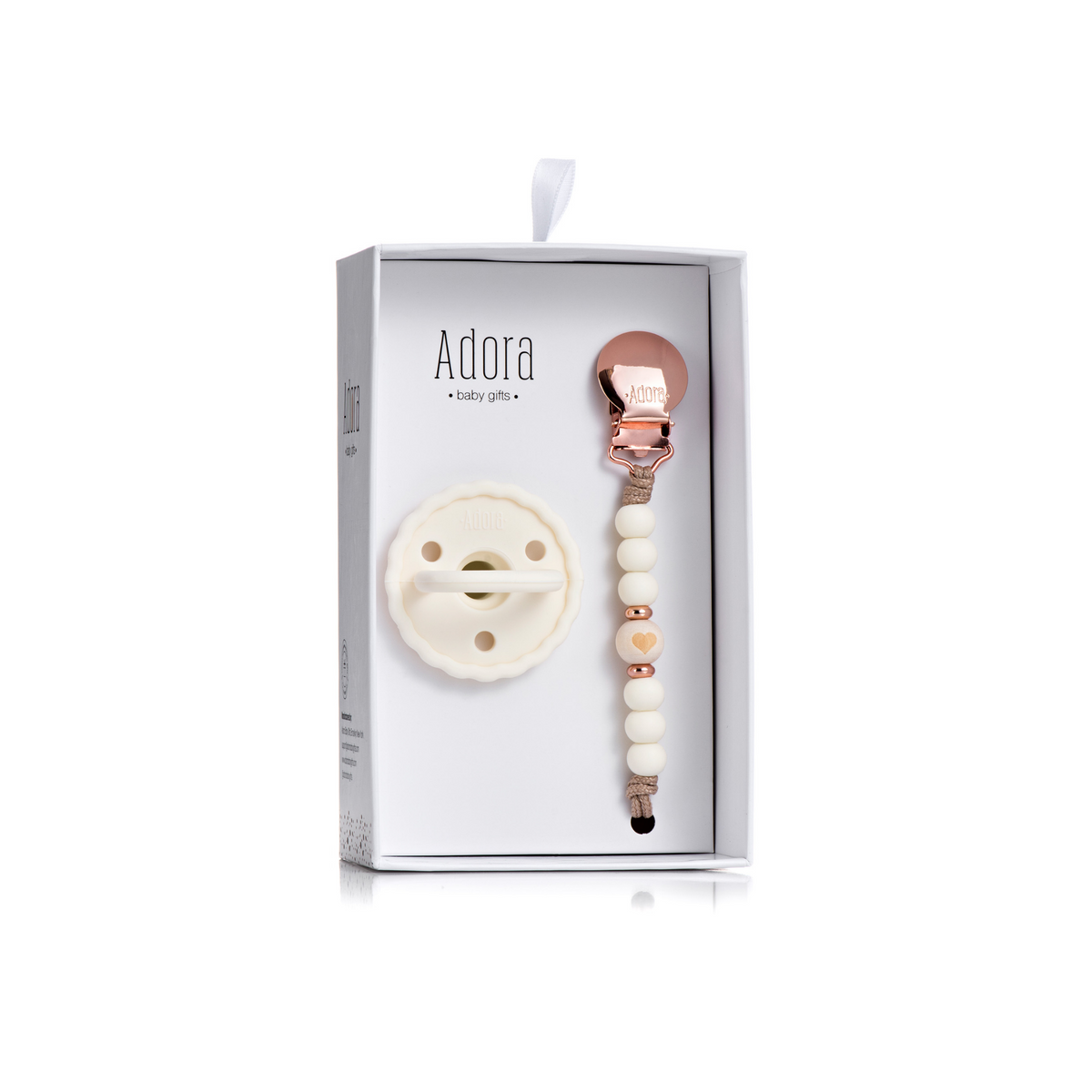 Adora Vanilla Heart Pacifier Clip